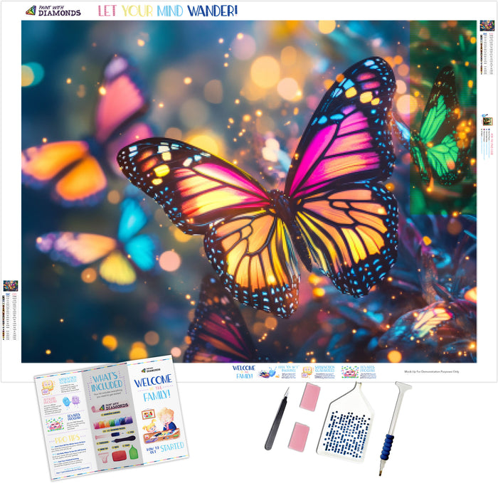 Neon Butterfly Explosion