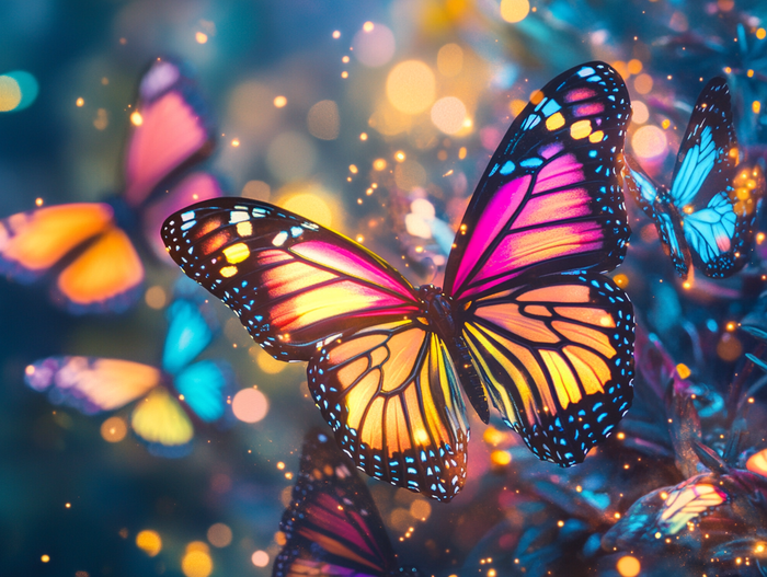 Neon Butterfly Explosion