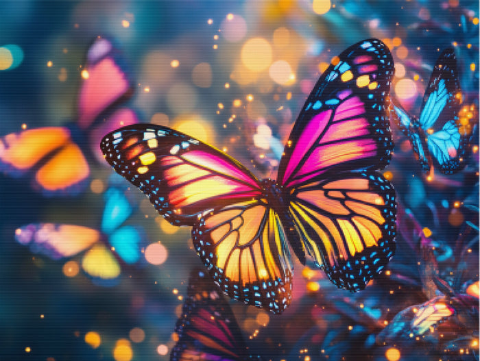 Neon Butterfly Explosion