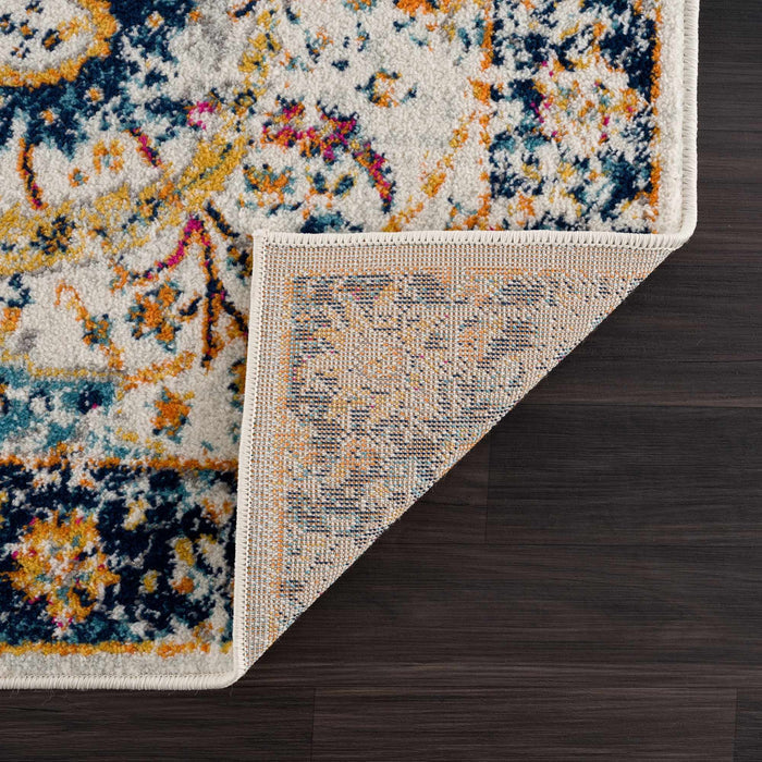 New Smyrna Traditional Transitional Ivory And Navy Area Rug - The Rug Decor