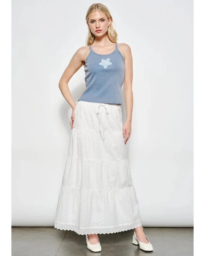Norah Eyelet Tiered Skirt