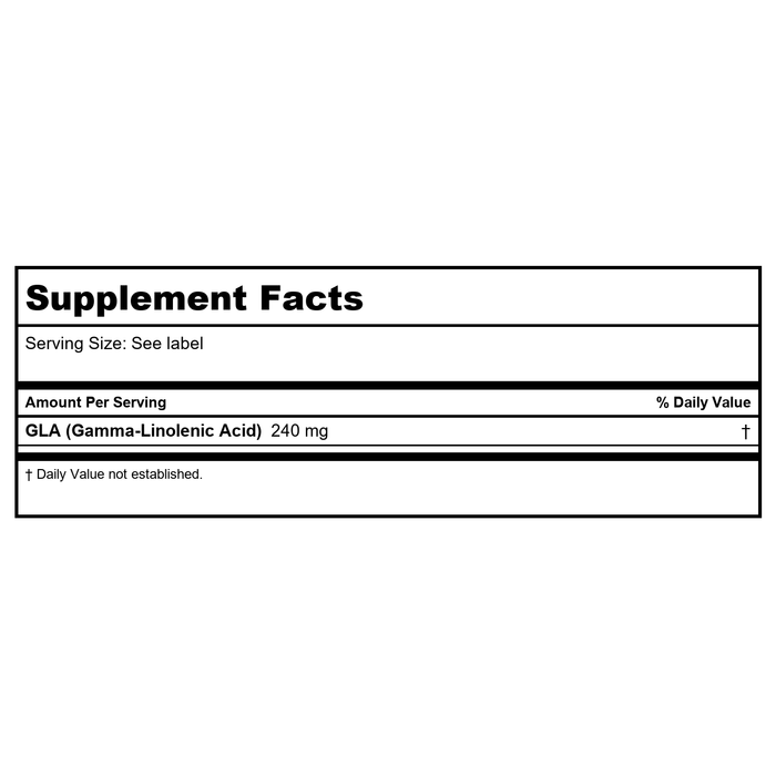 NuMedica Borage GLA 240CP 90 Softgels - Supplement Facts panel