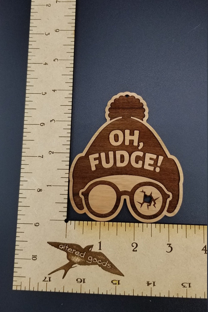 Oh fudge christmas story cherry wood ornament
