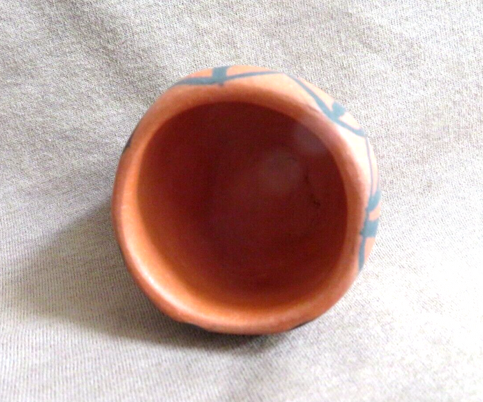 Older Santo Domingo Pueblo Hand Coiled Pottery Mini Pot by CA 1997 P0251 Two Ponies Trading