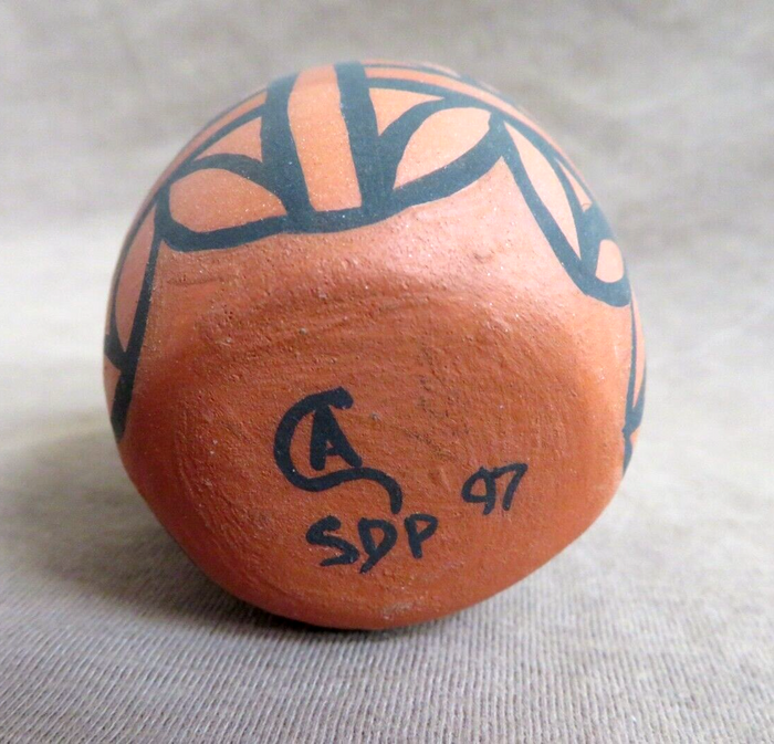 Older Santo Domingo Pueblo Hand Coiled Pottery Mini Pot by CA 1997 P0251 Two Ponies Trading