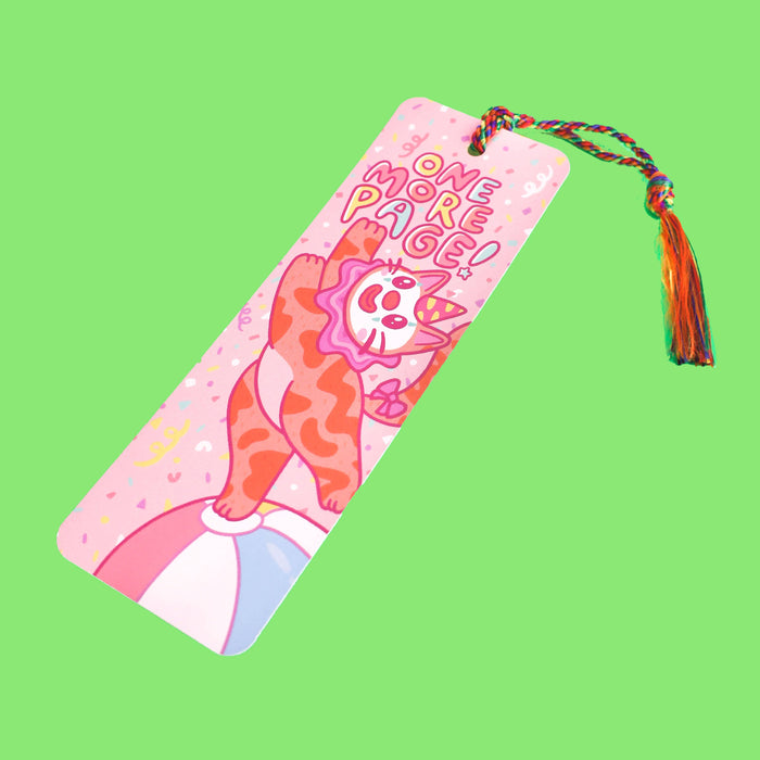One More Page Clown Cat Bookmark