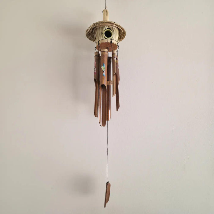 Painted Hummingbird House Bamboo Windchime