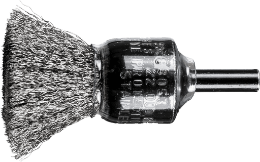 Pferd 3/4'' Crimped Wire Coated Cup End Brush .006 Stainless Steel Wire, 1/4'' Shank (EDP 83053)-ShopWeldingSupplies.com