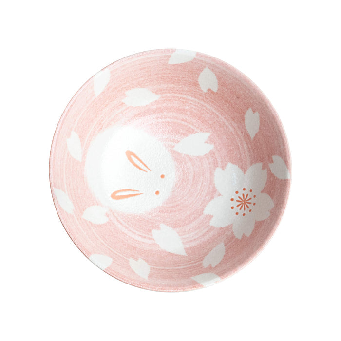 Pink & White Rabbit Ramen Bowl, 21cm