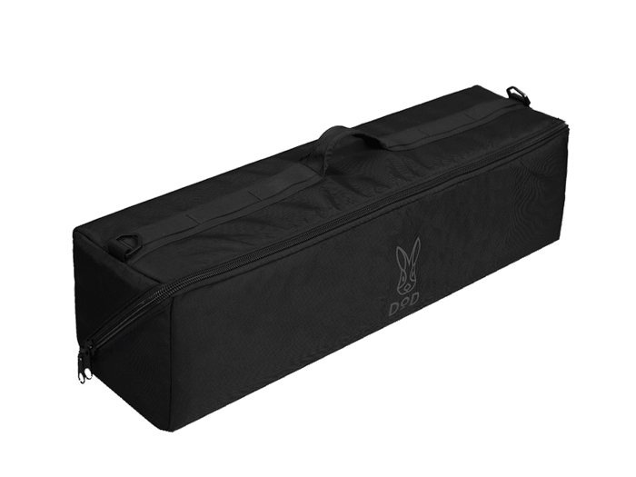 A closed rectangular black Pole Case with a top carry handle and the DOD rabbit logo on the front panel