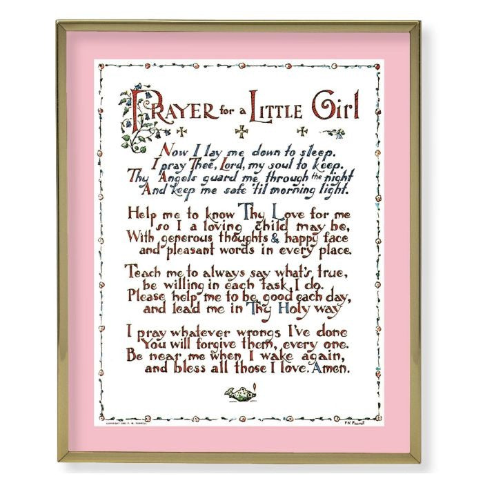 Prayer For A Little Girl Plaque