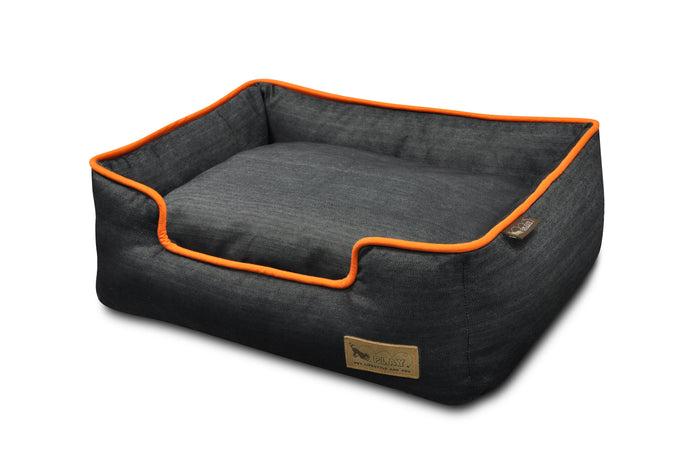 [Pre Order]Lounge Dog Bed: Urban Denim Medieval Blue / Mandarin
