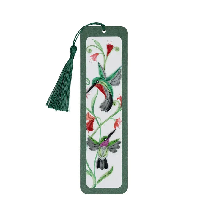 quilled bookmark with hummingbird design on a white background