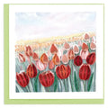 Quilled tulip design card with a green border