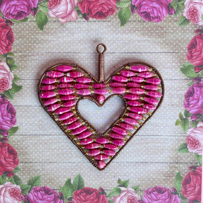 Red Heart Paper Bead Ornament