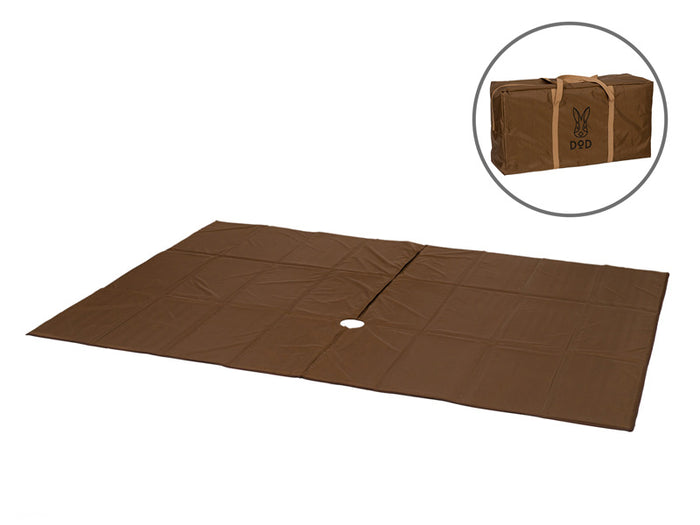 RX Pyramid Tent Mat (M): brown foldable camping mat with central hole and bag