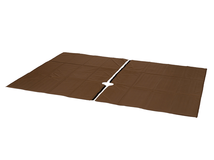 RX Pyramid Tent Mat (M): brown foldable mat with central seam and reinforced stitching