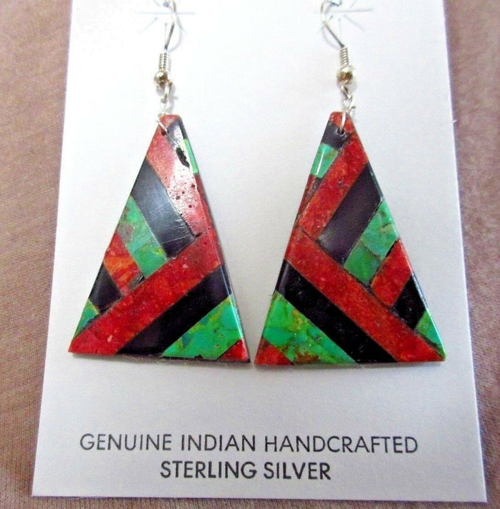 Santo Domingo Multi-stone Matrix Dangle Hook Earrings by Chaslyn Crespin JE0366 Two Ponies Trading
