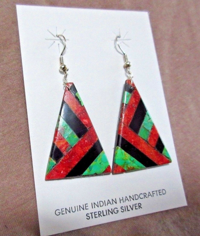Santo Domingo Multi-stone Matrix Dangle Hook Earrings by Chaslyn Crespin JE0366 Two Ponies Trading