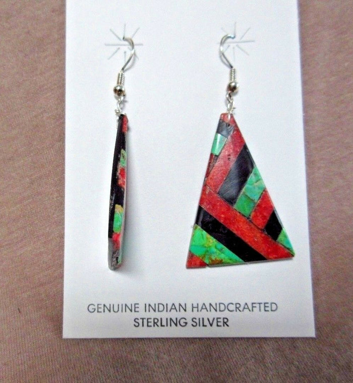 Santo Domingo Multi-stone Matrix Dangle Hook Earrings by Chaslyn Crespin JE0366 Two Ponies Trading