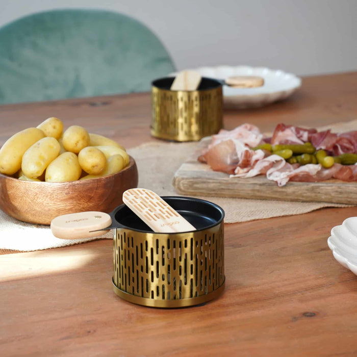 Set of 2 Cookut Raclettes with Tealights, Gold