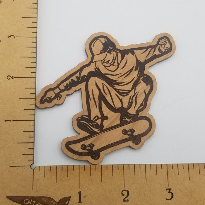 Skateboard laser engraved cherry wood christmas ornament