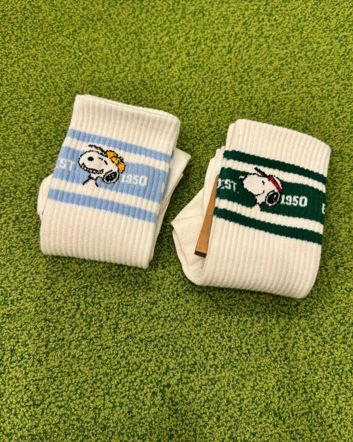 Snoopy Sports Crew Ankle Socks : Sky Line
