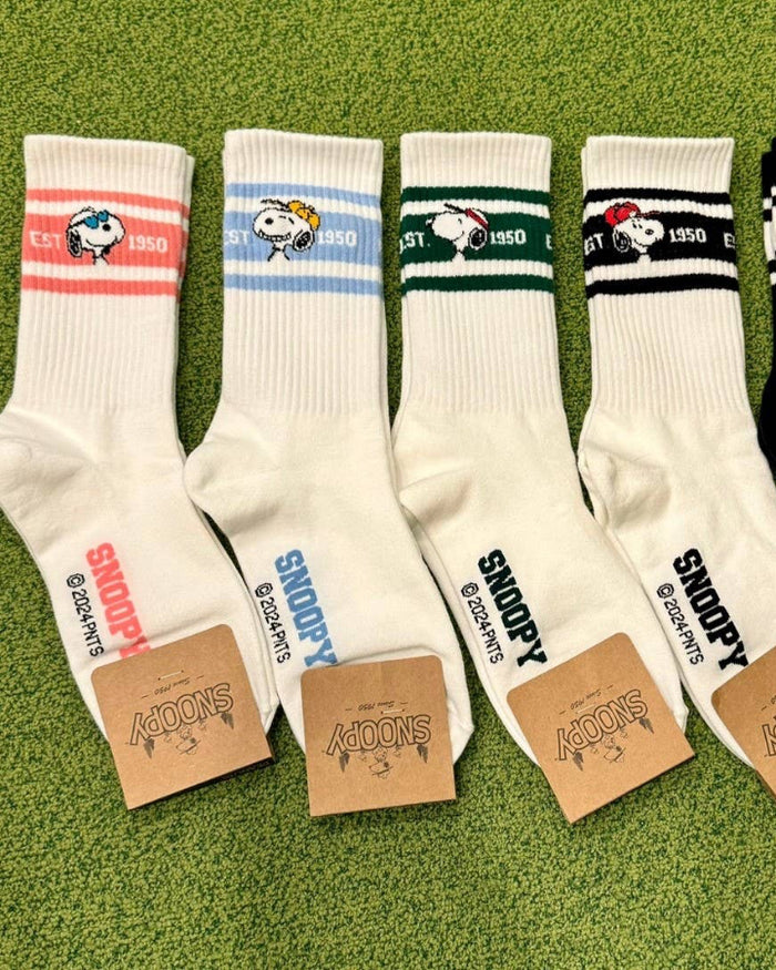 Snoopy Sports Crew Ankle Socks : Sky Line