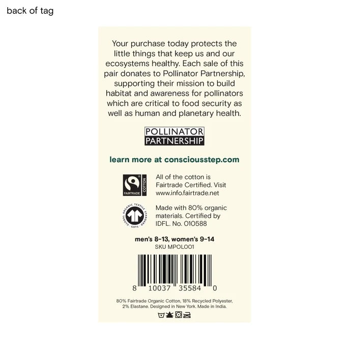 Conscious Step label with pollinator partnership