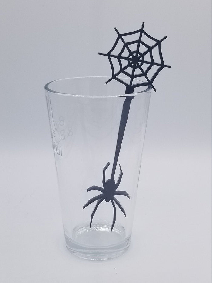 Spider and web halloween wand drink stirrer