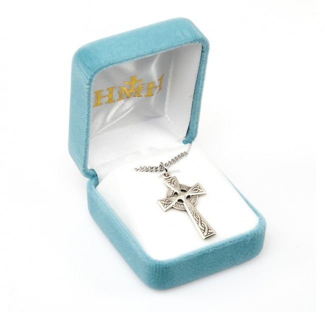 SS Irish 1.2" Celtic Cross Pendant Necklace 20" Chain