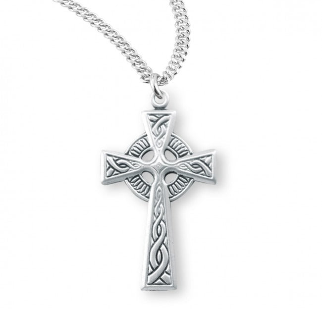 SS Irish 1.2" Celtic Cross Pendant Necklace 20" Chain