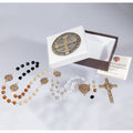 St Benedict Five Color Brown Crystal Bead Rosary