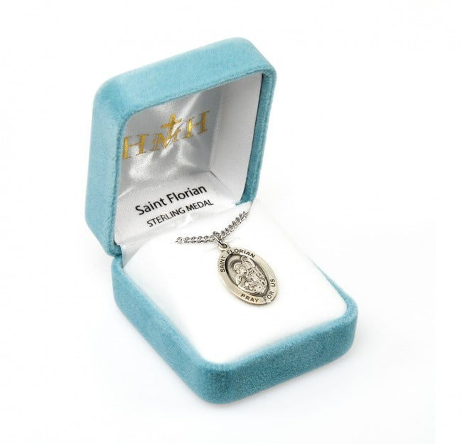 St Florian SS .9" Small Oval Necklace 20" Chain