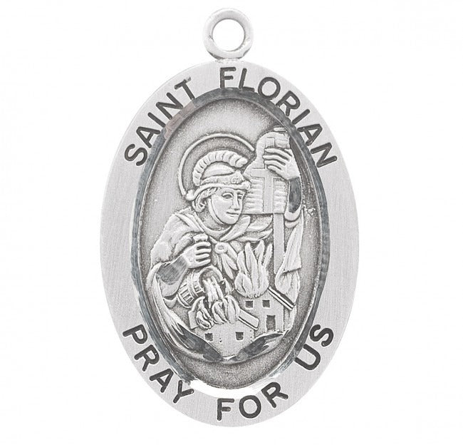 St Florian SS .9" Small Oval Necklace 20" Chain