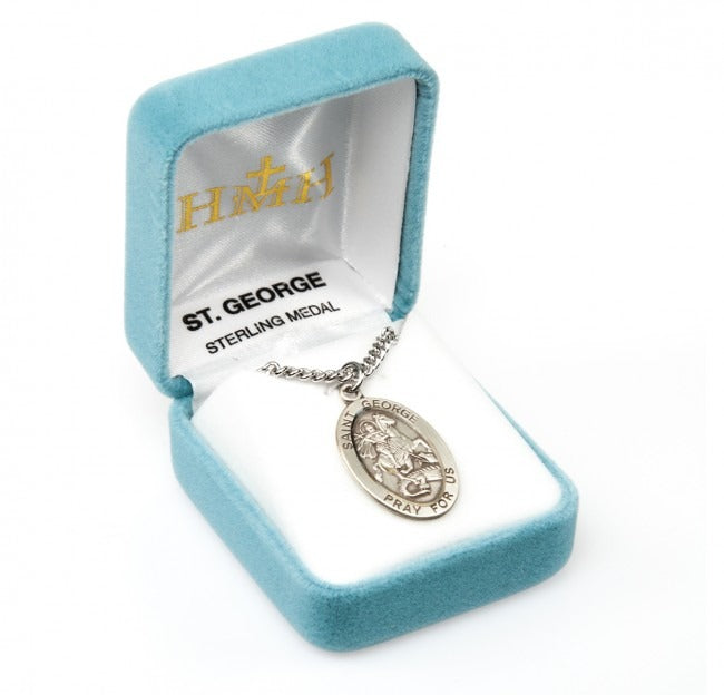 St George SS Large Oval Medal 24 Inch Chain