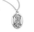 St Luke SS .9" Small Oval Medal Necklace 20" Chain