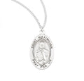 St Maximilian Kolbe .9" Small SS Oval Medal Necklace 20" Chain
