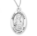 St Veronica SS .9" Small Oval Medal Necklace 18" Chain