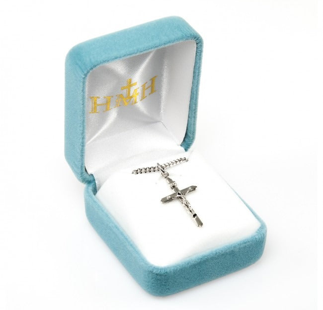 Streamlined 1" SS Crucifix Necklace 18" Chain