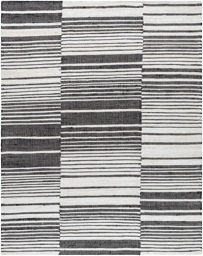 Tania Black And White Modern Stripes Pattern Hand Woven Area Rug - The Rug Decor