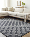 Thijs Modern Geometrical Charcoal And Cream Wool Rug - The Rug Decor