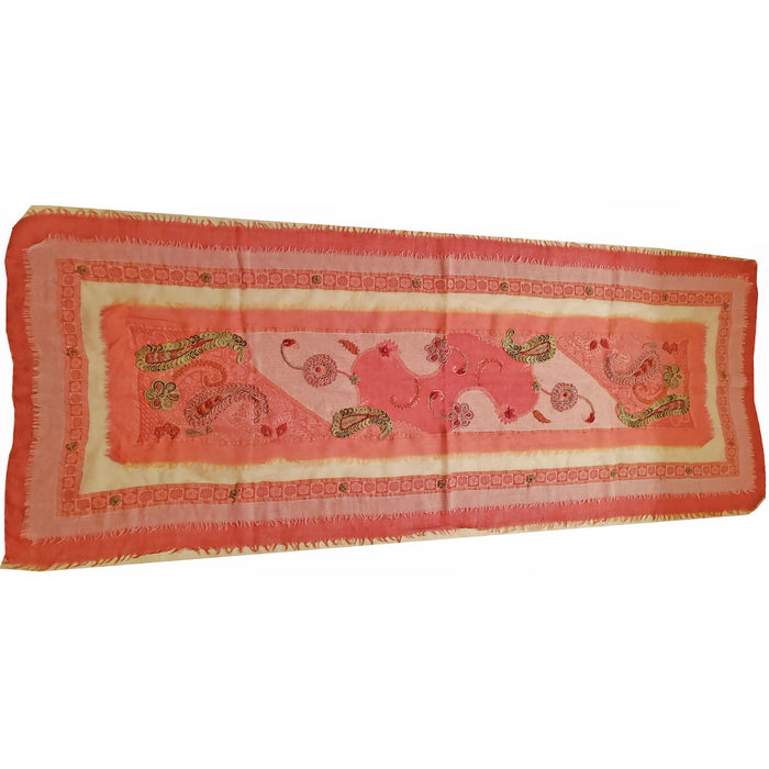 Red Three Layered Handspun Design Embroidered Table Runner and Stole | @wildlotusbrand | Wild Lotus®