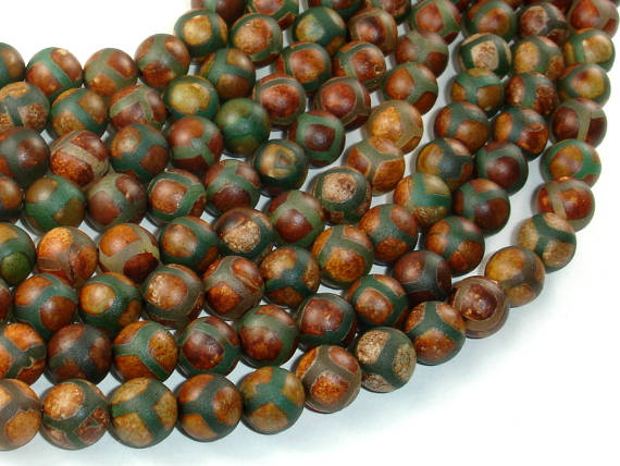 Tibetan Agate Beads, 8mm Round Beads-BeadBasic