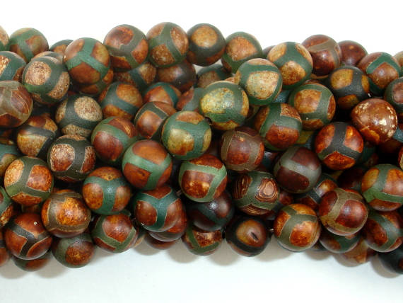 Tibetan Agate Beads, 8mm Round Beads-BeadBasic
