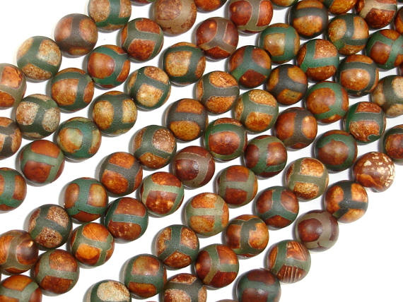 Tibetan Agate Beads, 8mm Round Beads-BeadBasic