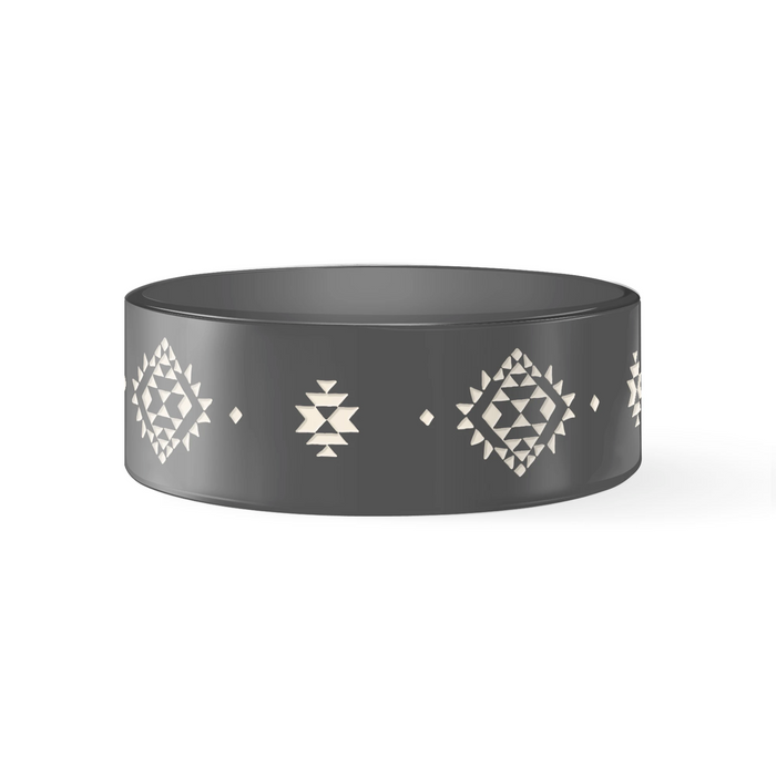 Tribal Charcoal Ceramic Dog Food Water Bowl