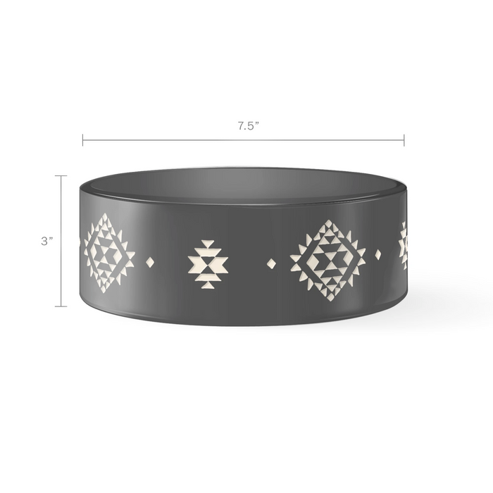 Tribal Charcoal Ceramic Dog Food Water Bowl