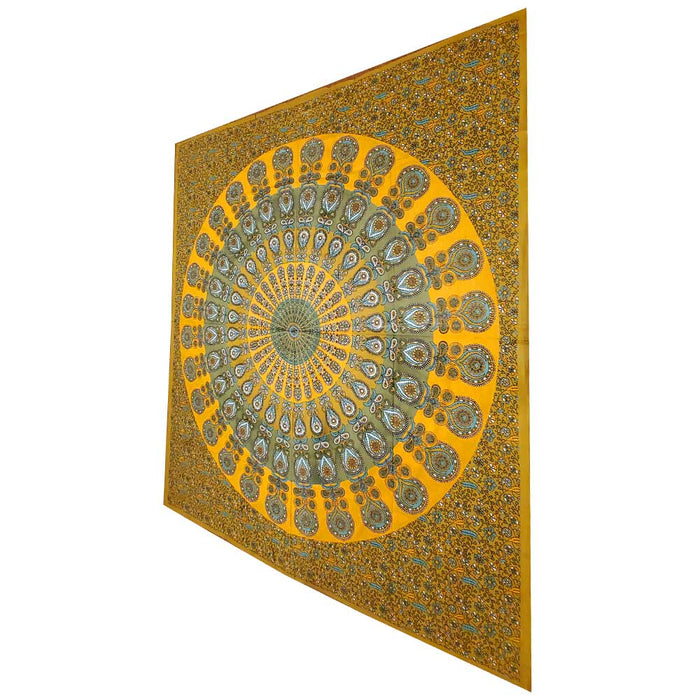 Vibrant Peacock Mandala Tapestry