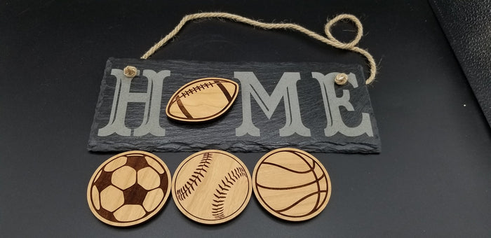 Wooden sport cut out magnets for Slate home sign